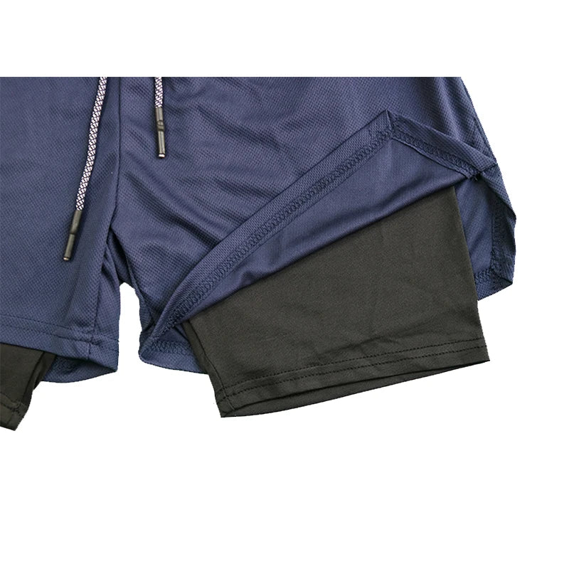 Men’s Double-Layer Athletic Shorts – Breathable Quick-Dry Fitness and Beachwear with Mesh Lining