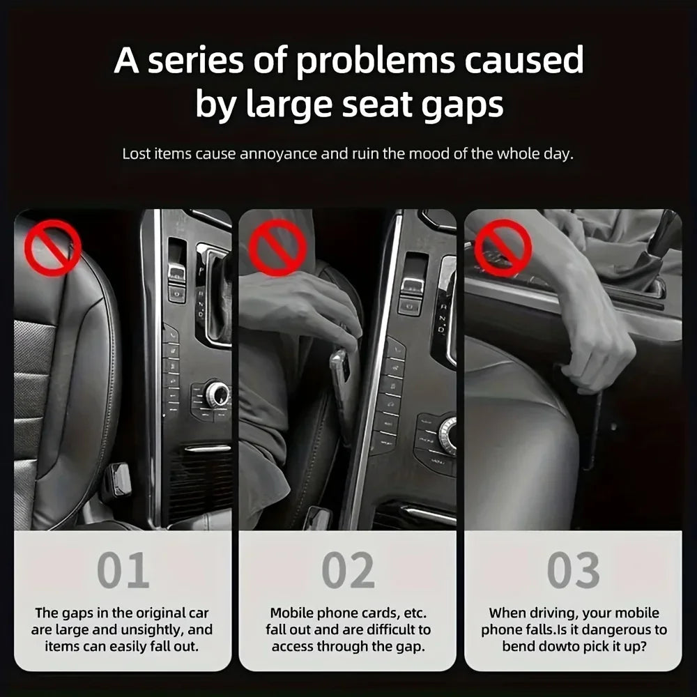 2pc Car Seat Gap Filler & Organizer β Waterproof PU Leather with Dual Grooves