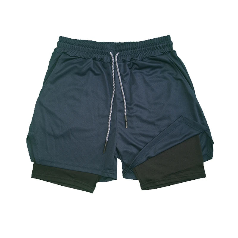 Men’s Double-Layer Athletic Shorts – Breathable Quick-Dry Fitness and Beachwear with Mesh Lining