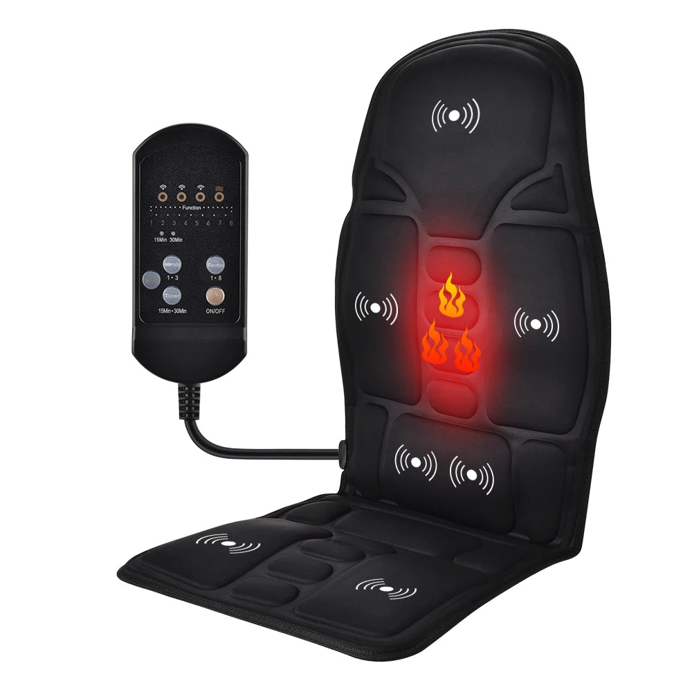 Electric Full-Body Massage Chair Pad – Infrared Heat & Vibration Therapy for Home, Car, or Office