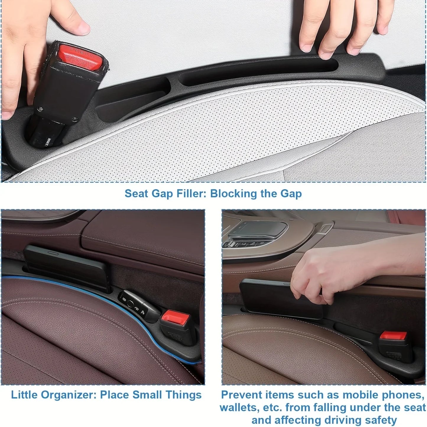 2pc Car Seat Gap Filler & Organizer β Waterproof PU Leather with Dual Grooves