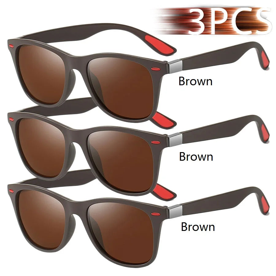 Vintage Square Unisex Sunglasses – 3-Pack Luxury UV400 Protection for Driving, Fishing & Outdoor Style