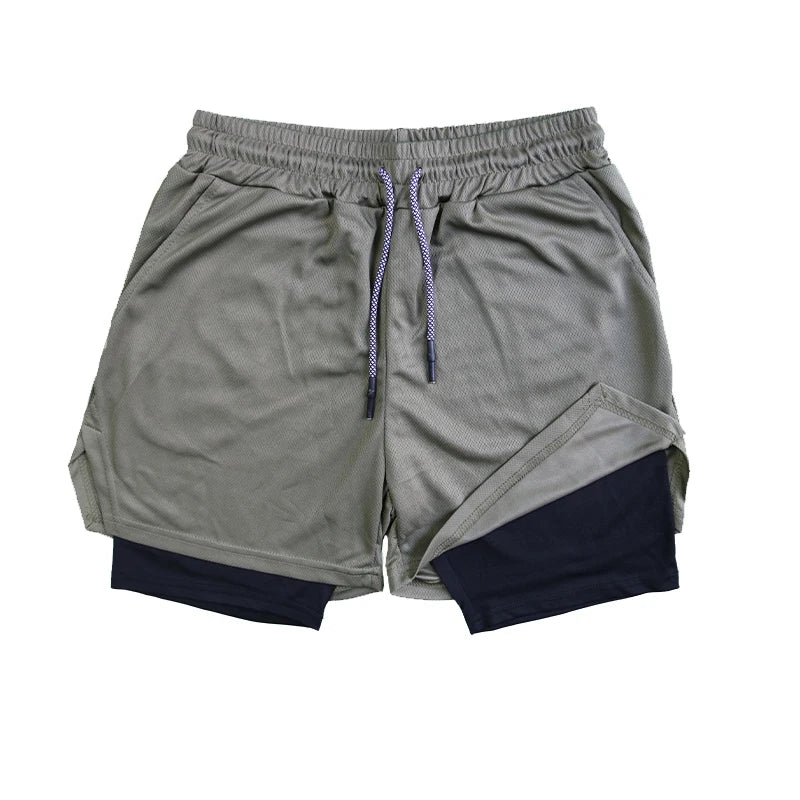 Men’s Double-Layer Athletic Shorts – Breathable Quick-Dry Fitness and Beachwear with Mesh Lining