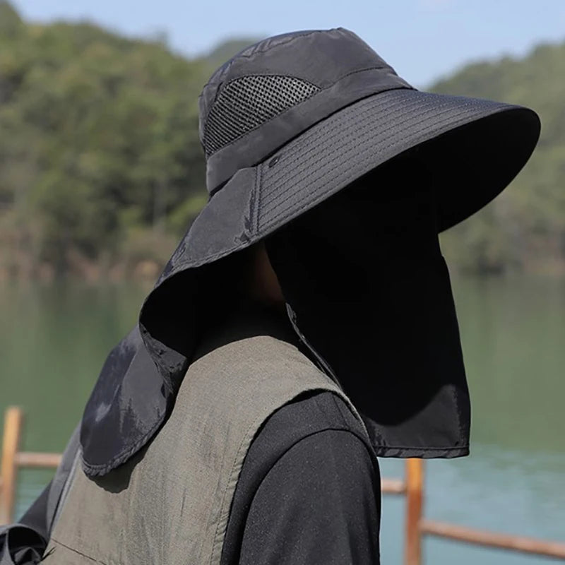 Summer UV Protection Sun Hat – Outdoor Bucket Hat with Neck Flap for Fishing, Hiking, and Camping