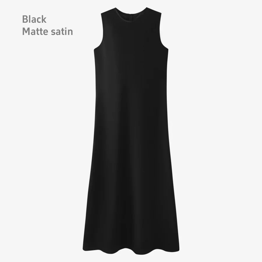 Elegant Satin Maxi Dress with Matching Knitted Top – 2-Piece Spring Summer Outfit for Women 2025