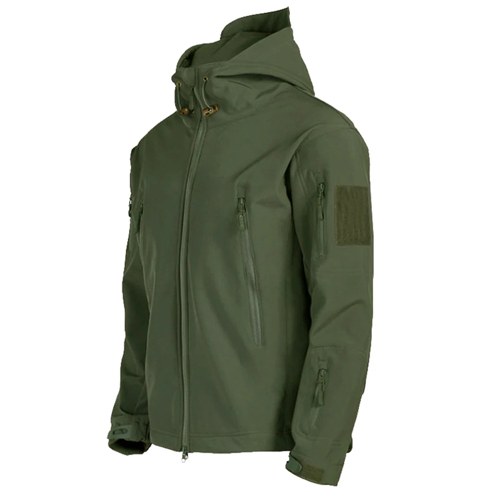 Men’s Military Soft Shell Tactical Jacket – Waterproof, Windproof, Combat-Style Hoodie