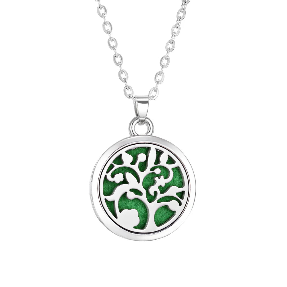 Tree of Life Aromatherapy Necklace - Essential Oil Diffuser Locket Pendant for Women - Aroma Jewelry Gift