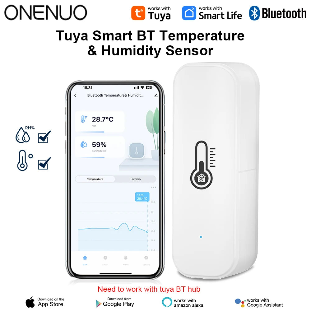 Smart Bluetooth Temperature & Humidity Sensor – Tuya App Compatible