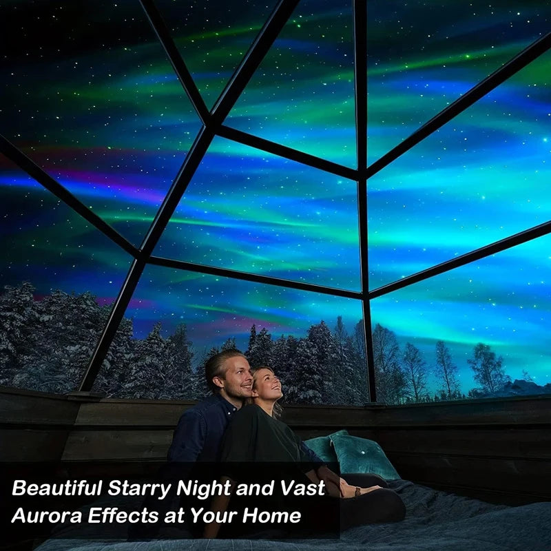 Aurora Galaxy Star Projector – 360° Rotating Night Light with Remote & Ocean Wave Effect