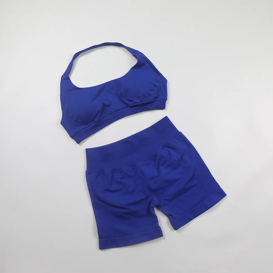 Seamless Ribbed 2-Piece Workout Set β Crop Top & High-Waist Leggings