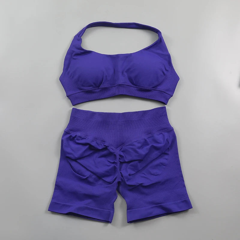 Seamless Ribbed 2-Piece Workout Set β Crop Top & High-Waist Leggings