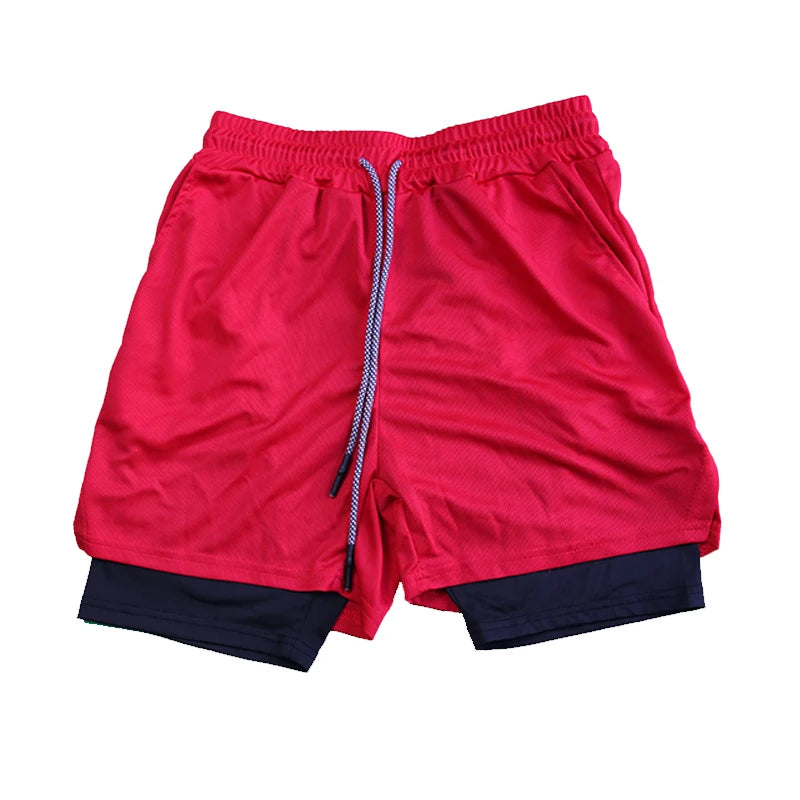 Men’s Double-Layer Athletic Shorts – Breathable Quick-Dry Fitness and Beachwear with Mesh Lining