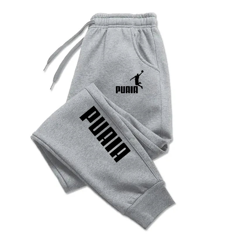 PUAIA Print Men's Jogger Pants – Loose Fit Streetwear Trousers for Fitness & Everyday Comfort – Autumn/Winter Solid Color Track Pants