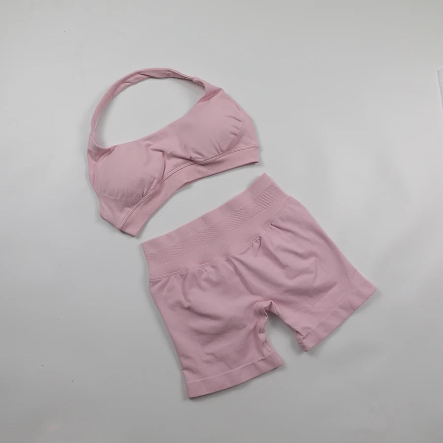 Seamless Ribbed 2-Piece Workout Set β Crop Top & High-Waist Leggings