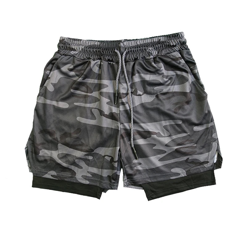 Men’s Double-Layer Athletic Shorts – Breathable Quick-Dry Fitness and Beachwear with Mesh Lining