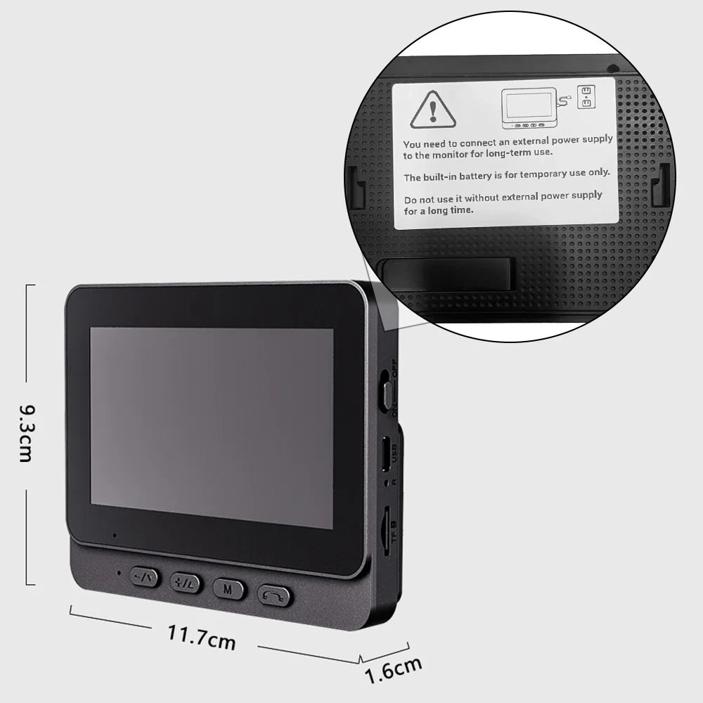 4.3" Wireless Video Doorbell with HD Smart Intercom - Two-Way Talk, Night Vision, 2.4G WiFi