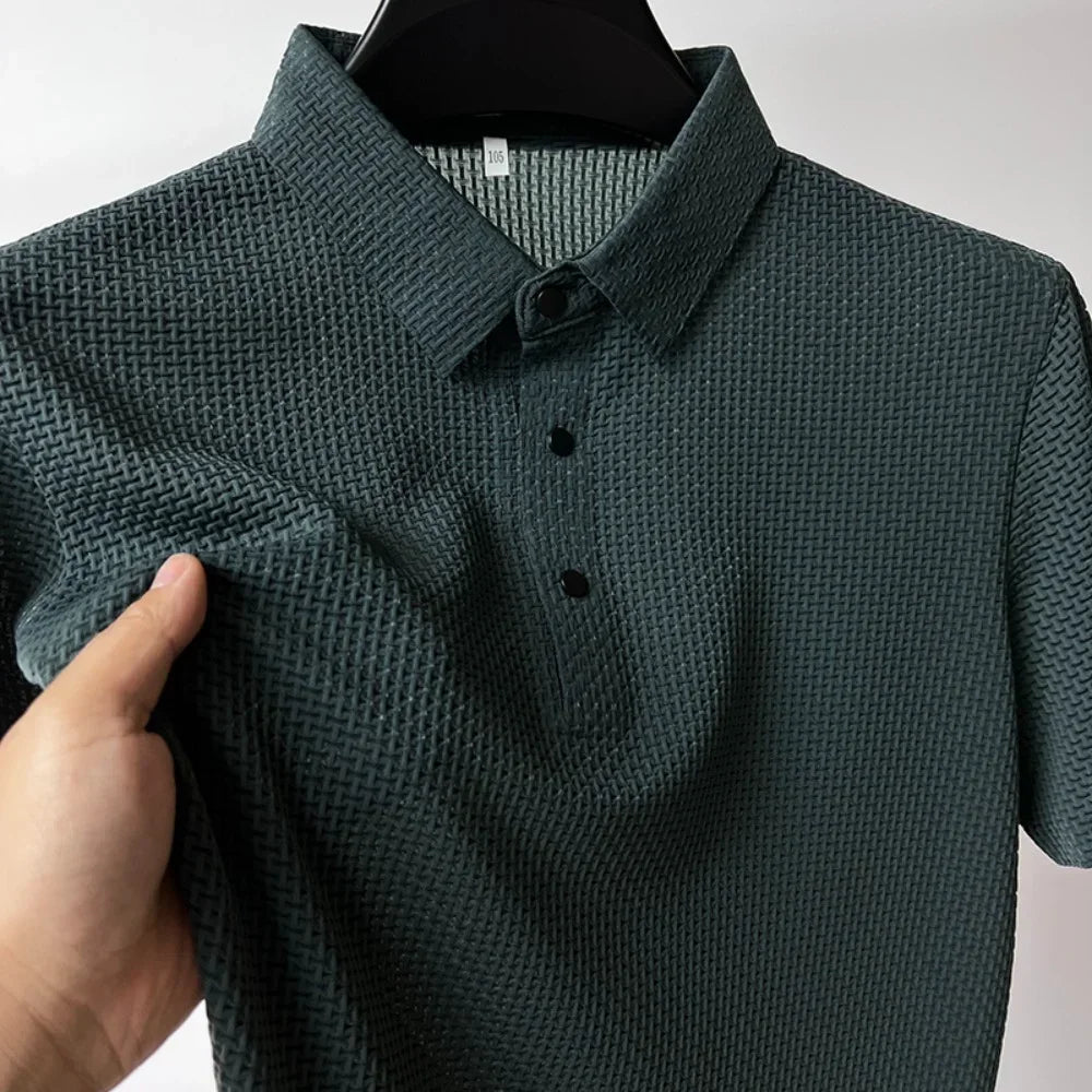 Summer Men’s Ice Silk Polo Shirt – Breathable Short-Sleeved Tee for Business & Casual Wear – Fashionable & Comfortable