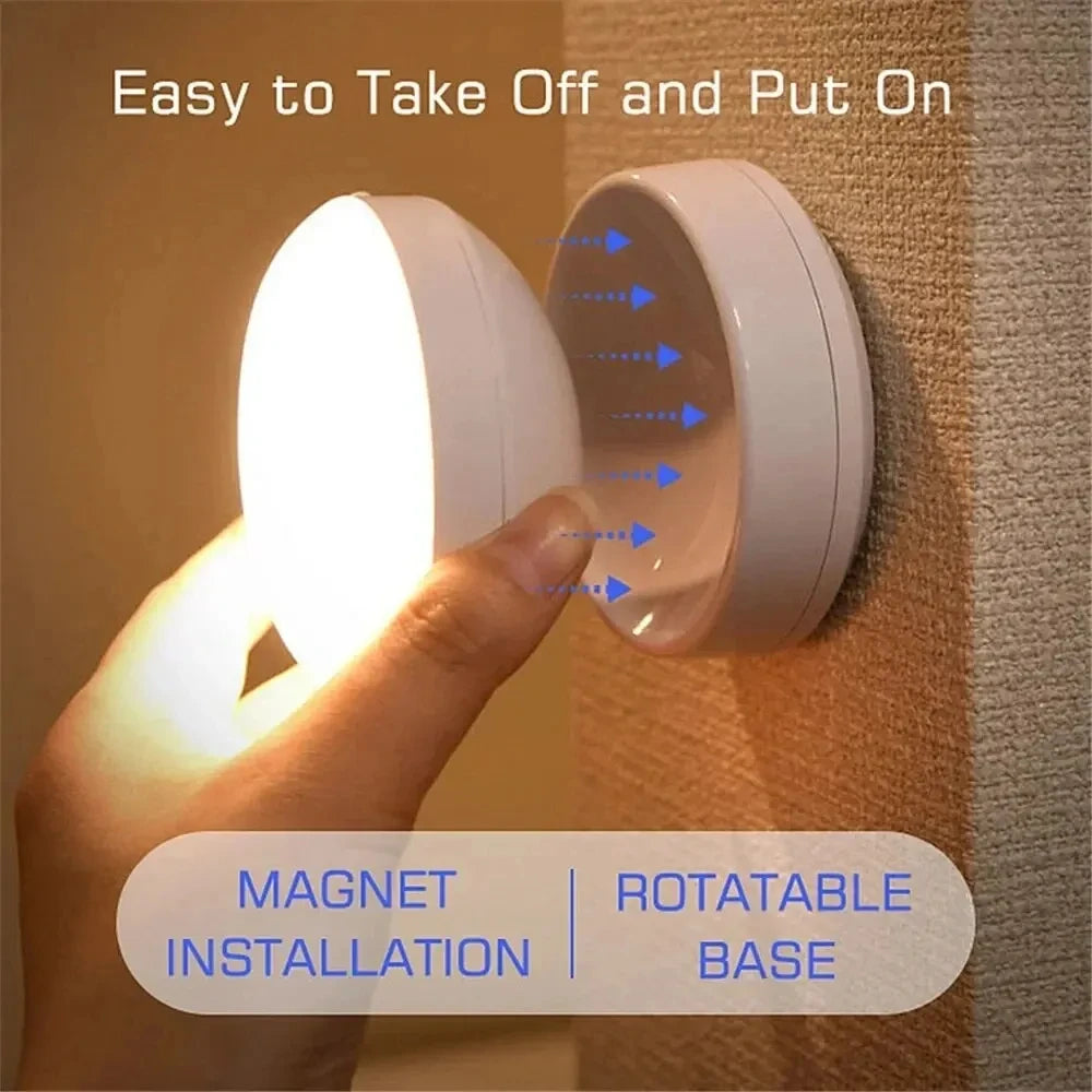 LED Motion Sensor Night Light – USB Rechargeable Intelligent Human Induction Lighting for Bedroom, Cabinet, & Wardrobe