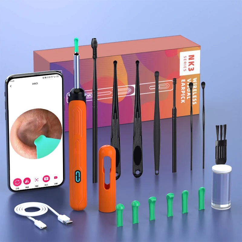NK3 Pro HD Ear Cleaner with Camera – USB-C Charging Otoscope Wax Removal Tool Set
