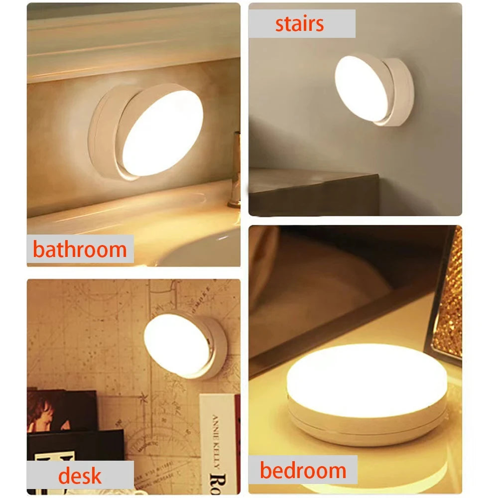 LED Motion Sensor Night Light – USB Rechargeable Intelligent Human Induction Lighting for Bedroom, Cabinet, & Wardrobe