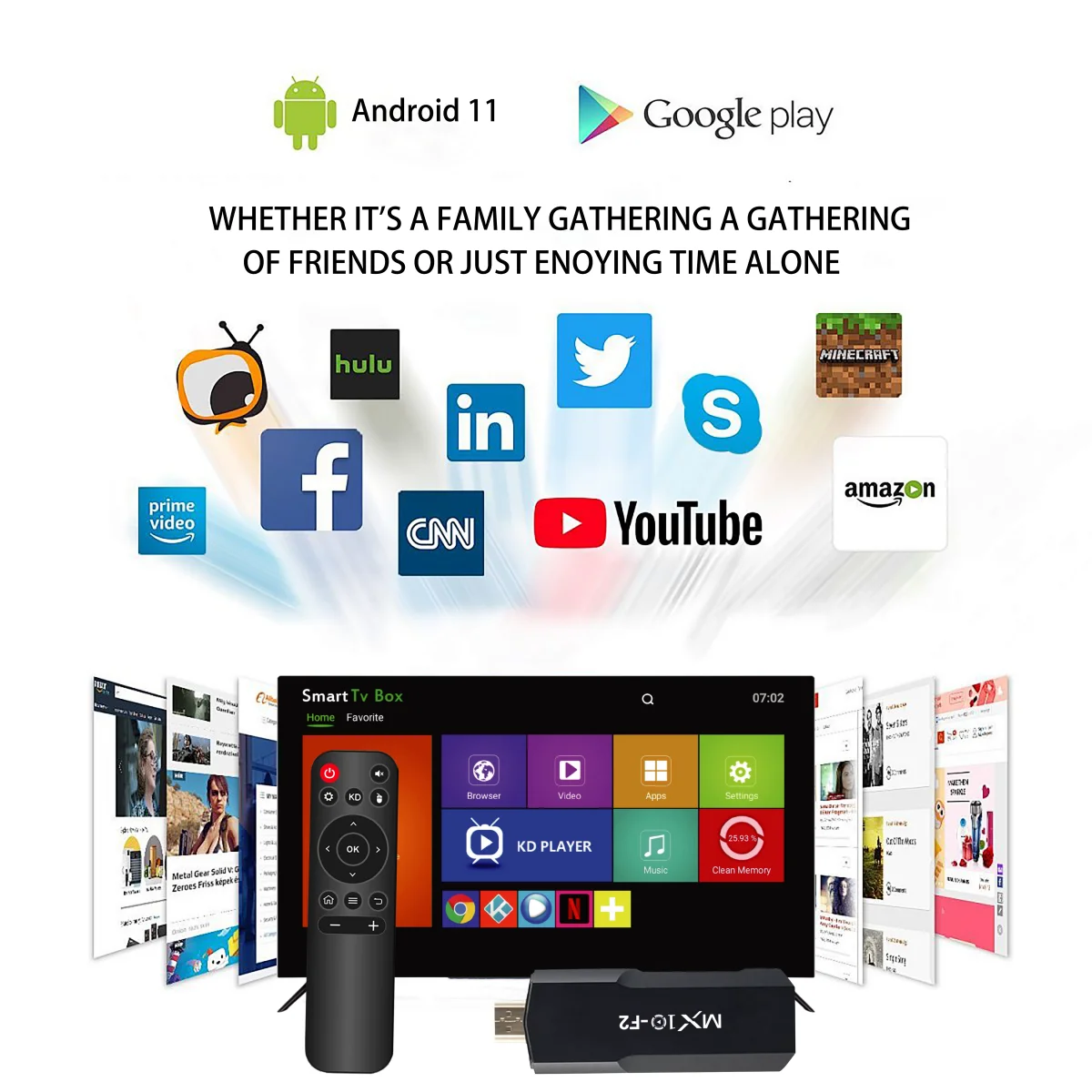Android 2024 TV Stick - 1GB RAM, 8GB Storage, 4K Support - MX10 F2 TV Box, EU Android Streaming Stick