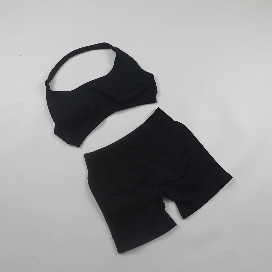 Seamless Ribbed 2-Piece Workout Set β Crop Top & High-Waist Leggings