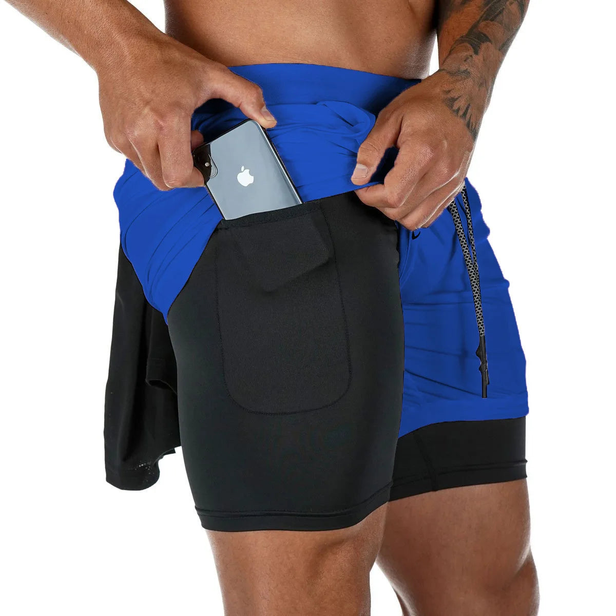 Men’s Double-Layer Athletic Shorts – Breathable Quick-Dry Fitness and Beachwear with Mesh Lining