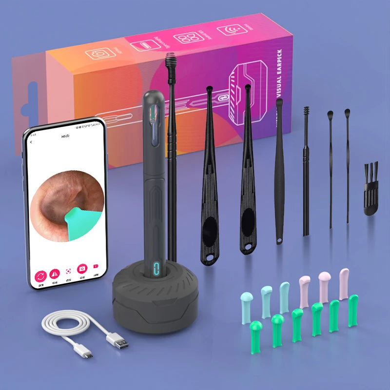 NK3 Pro HD Ear Cleaner with Camera – USB-C Charging Otoscope Wax Removal Tool Set