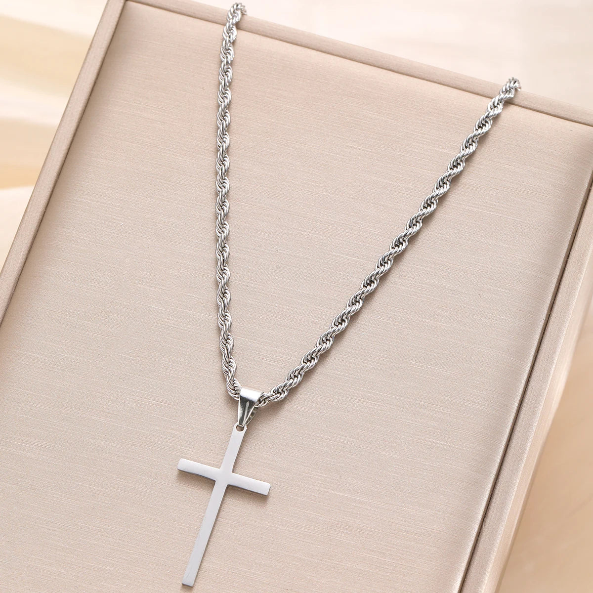 Minimalist Stainless Steel Cross Necklace – Gold Pendant for Men & Women