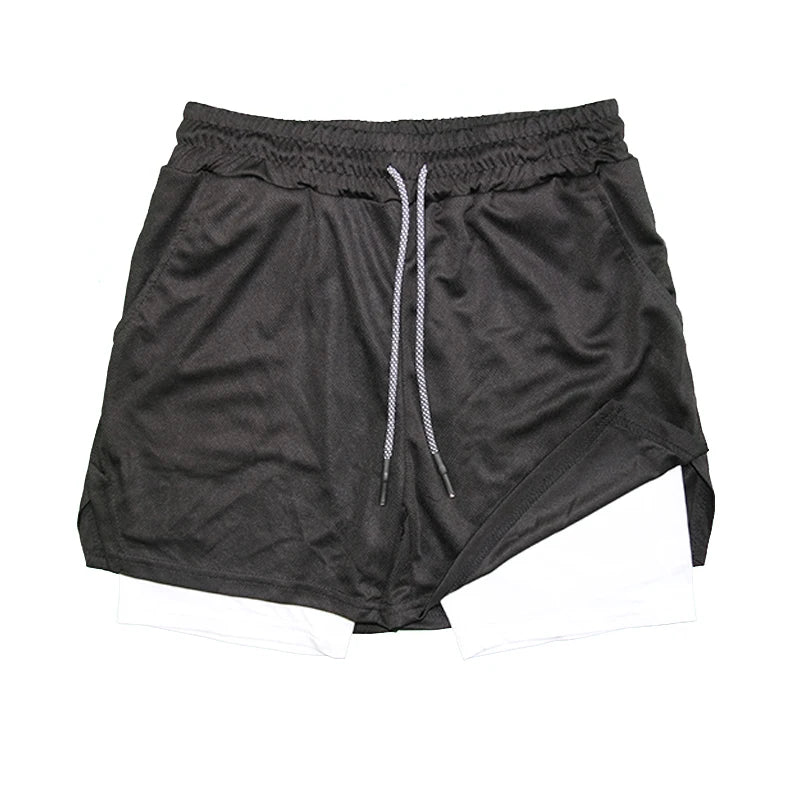 Men’s Double-Layer Athletic Shorts – Breathable Quick-Dry Fitness and Beachwear with Mesh Lining