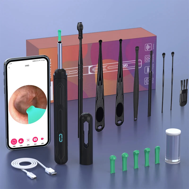 NK3 Pro HD Ear Cleaner with Camera – USB-C Charging Otoscope Wax Removal Tool Set