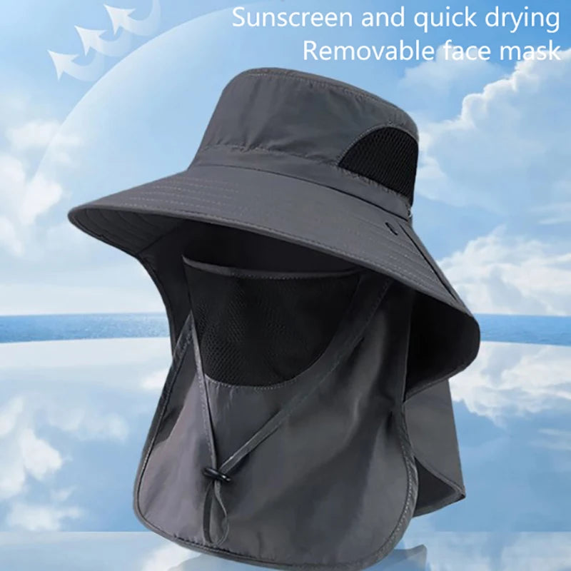 Summer UV Protection Sun Hat – Outdoor Bucket Hat with Neck Flap for Fishing, Hiking, and Camping