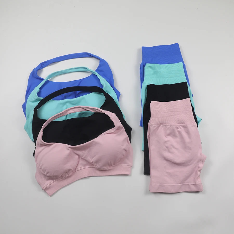 Seamless Ribbed 2-Piece Workout Set β Crop Top & High-Waist Leggings