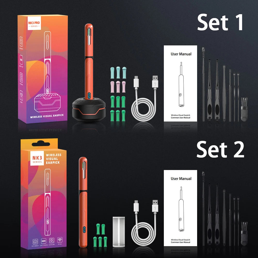 NK3 Pro HD Ear Cleaner with Camera – USB-C Charging Otoscope Wax Removal Tool Set
