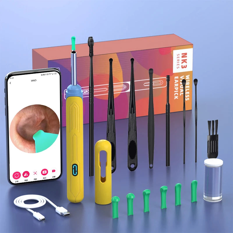 NK3 Pro HD Ear Cleaner with Camera – USB-C Charging Otoscope Wax Removal Tool Set