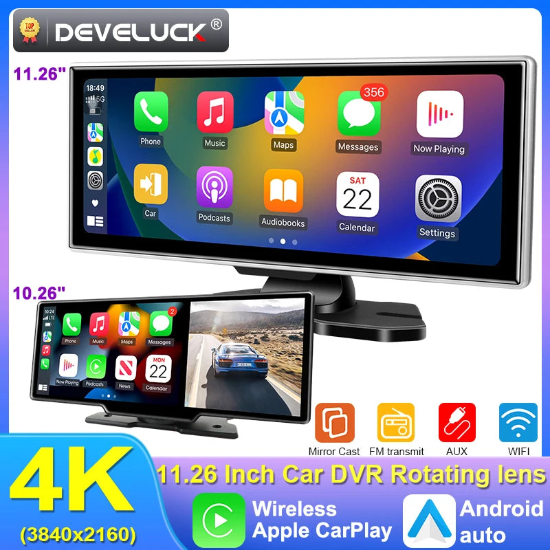 4K Smart Dash Cam with CarPlay & Android Auto | Dual Lens, GPS, WiFi & Navigation
