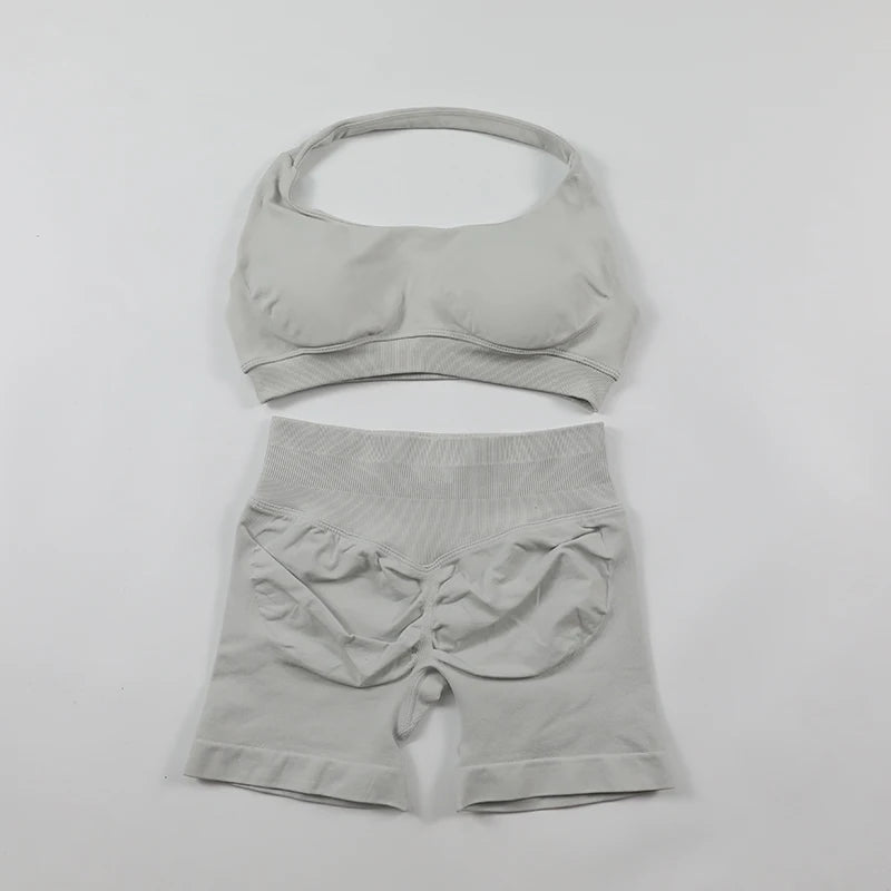 Seamless Ribbed 2-Piece Workout Set β Crop Top & High-Waist Leggings
