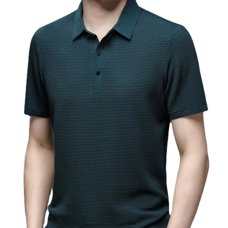 Summer Men’s Ice Silk Polo Shirt – Breathable Short-Sleeved Tee for Business & Casual Wear – Fashionable & Comfortable