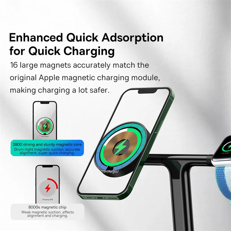 3-in-1 Magnetic Wireless Charging Station – Fast Charge for iPhone, AirPods & Apple Watch