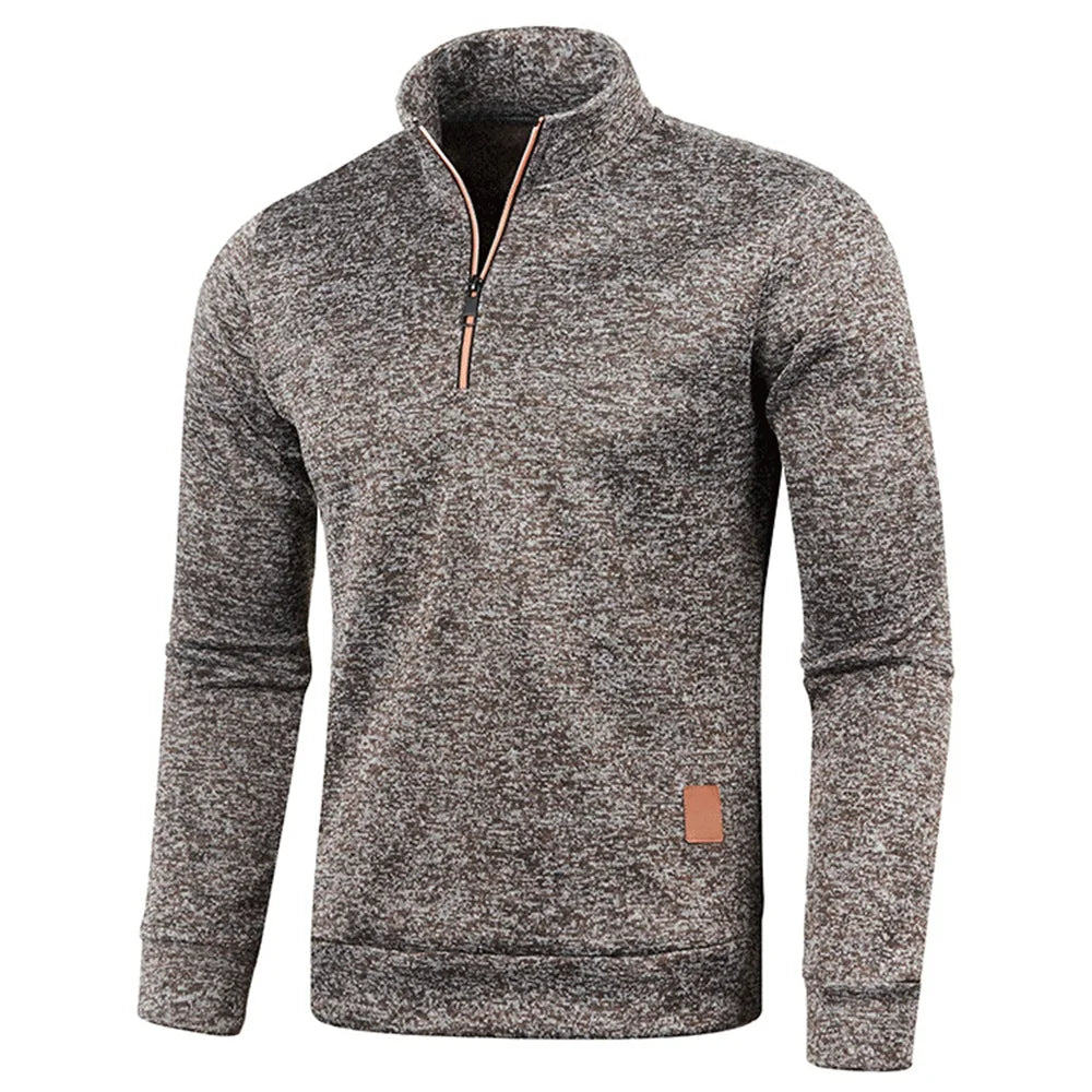 Men’s Half-Zip Pullover Sweatshirt – Thick, Warm, Solid Color, Casual Outdoor Hoodie