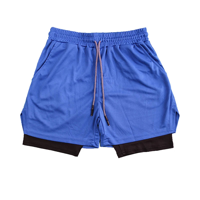 Men’s Double-Layer Athletic Shorts – Breathable Quick-Dry Fitness and Beachwear with Mesh Lining