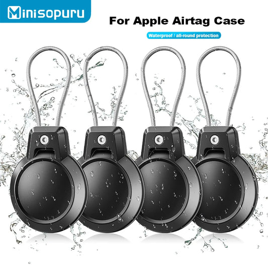 Waterproof AirTag Holder with Wire Cable – Protective Keychain Case for Apple AirTag – Ideal for Luggage, Backpacks, Keys, and Pets
