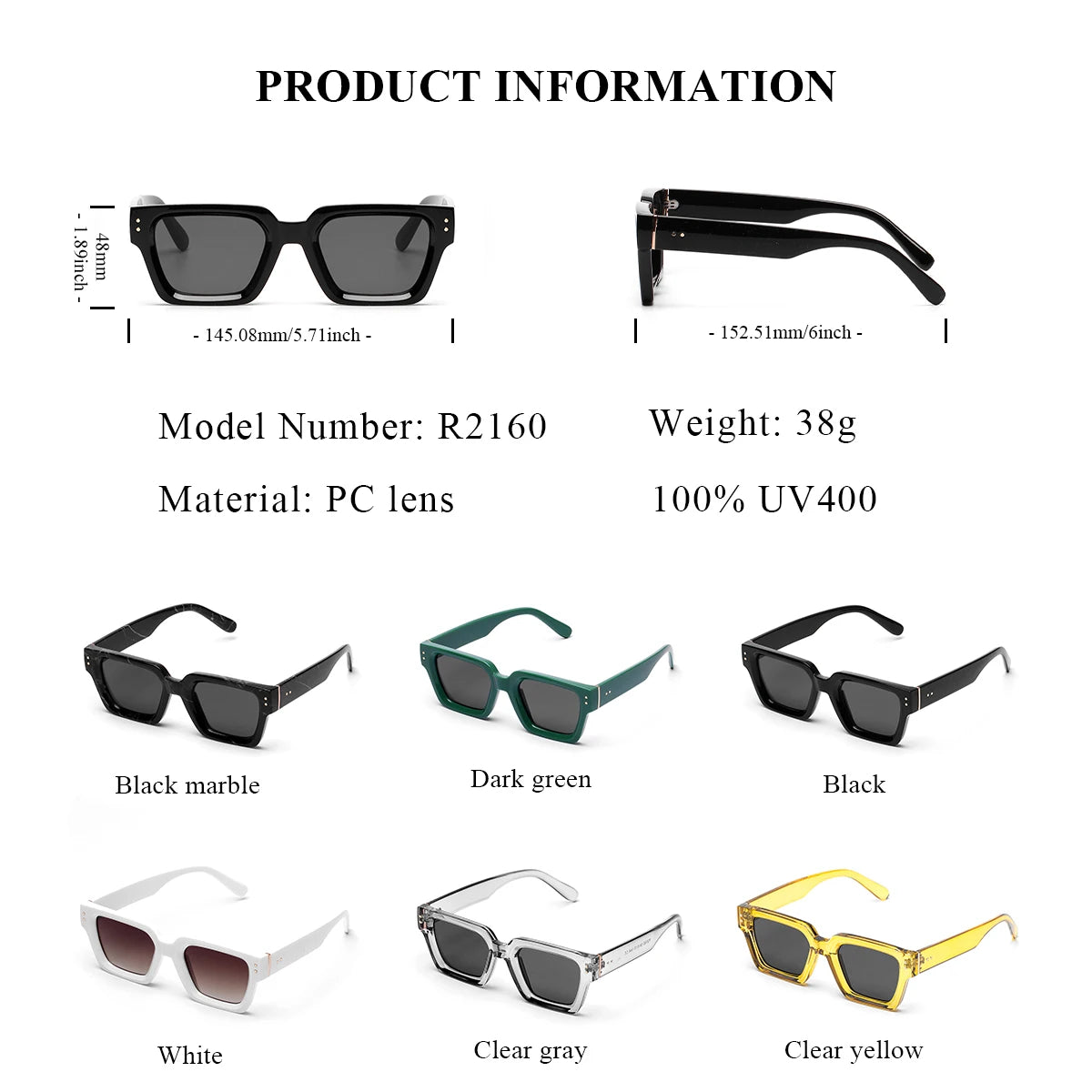 Ruiao 2025 Premium Designer Sunglasses – Unisex Luxury Square Shades
