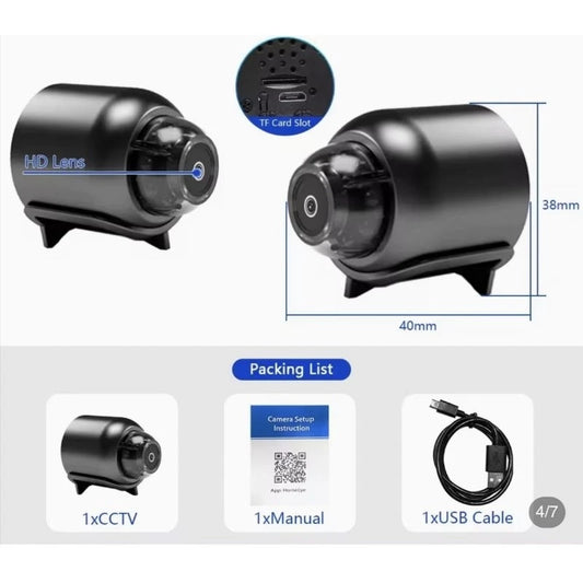 X5 Mini HD 1080P WiFi Camera – Compact Smart Security Cam with Loop Recording for Home & Outdoor Use