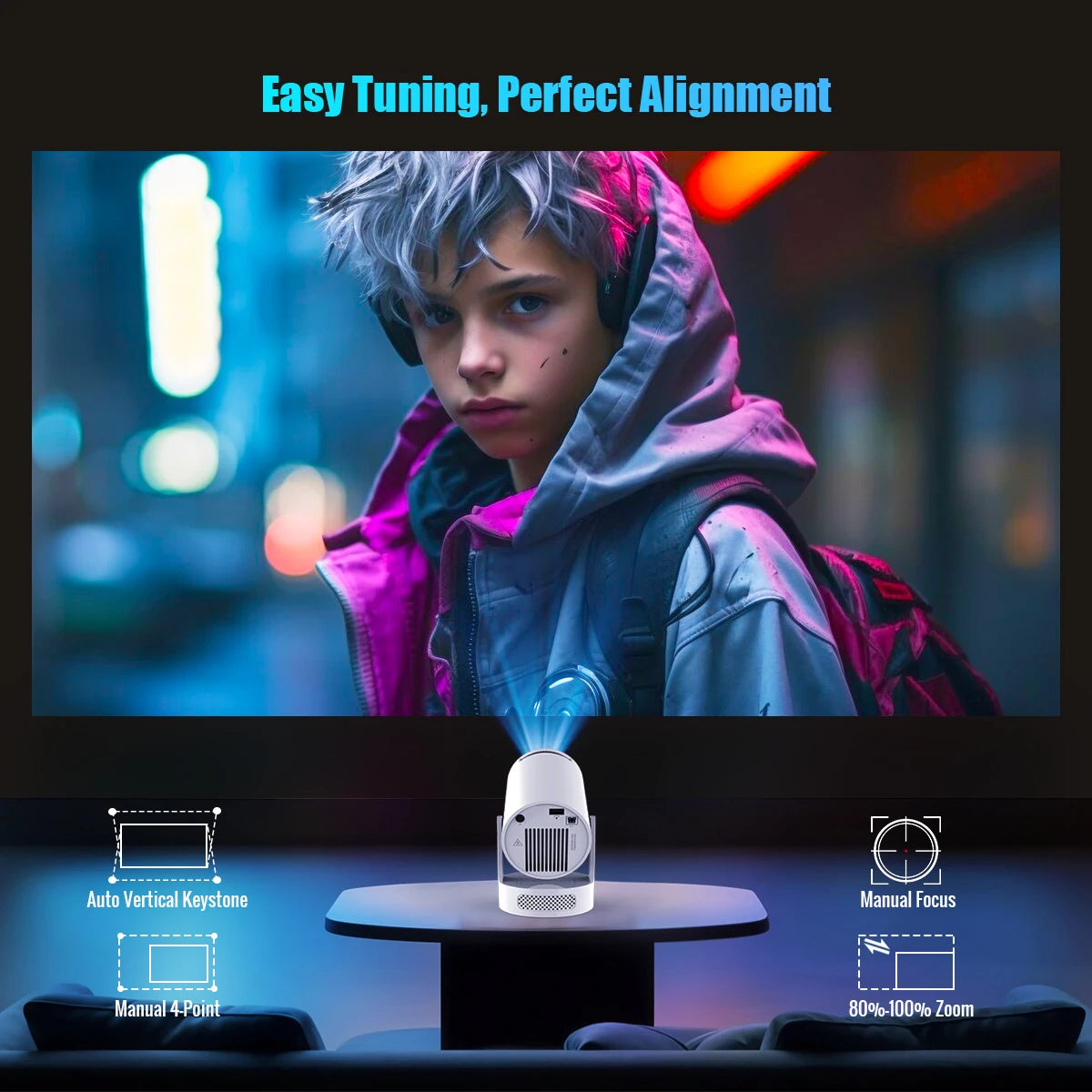 Magcubic HY300 Pro Smart Mini Projector – 4K Support, Android 11, Dual WiFi, 180° Rotation, Portable Home Cinema
