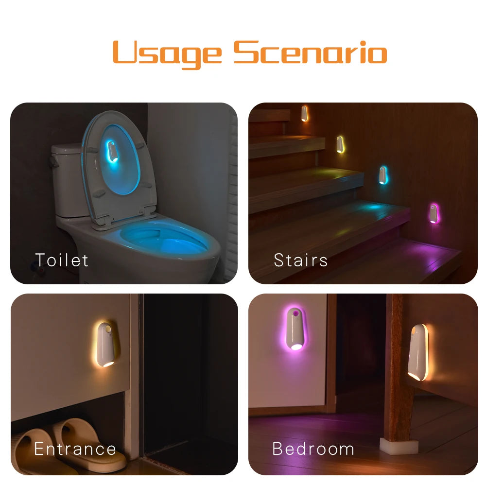 Rechargeable LED Toilet Night Light – Motion Sensor & 7 Color Changing