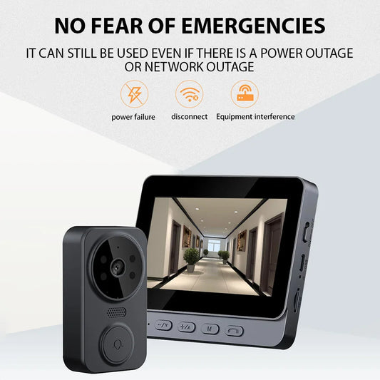 4.3" Wireless Video Doorbell with HD Smart Intercom - Two-Way Talk, Night Vision, 2.4G WiFi