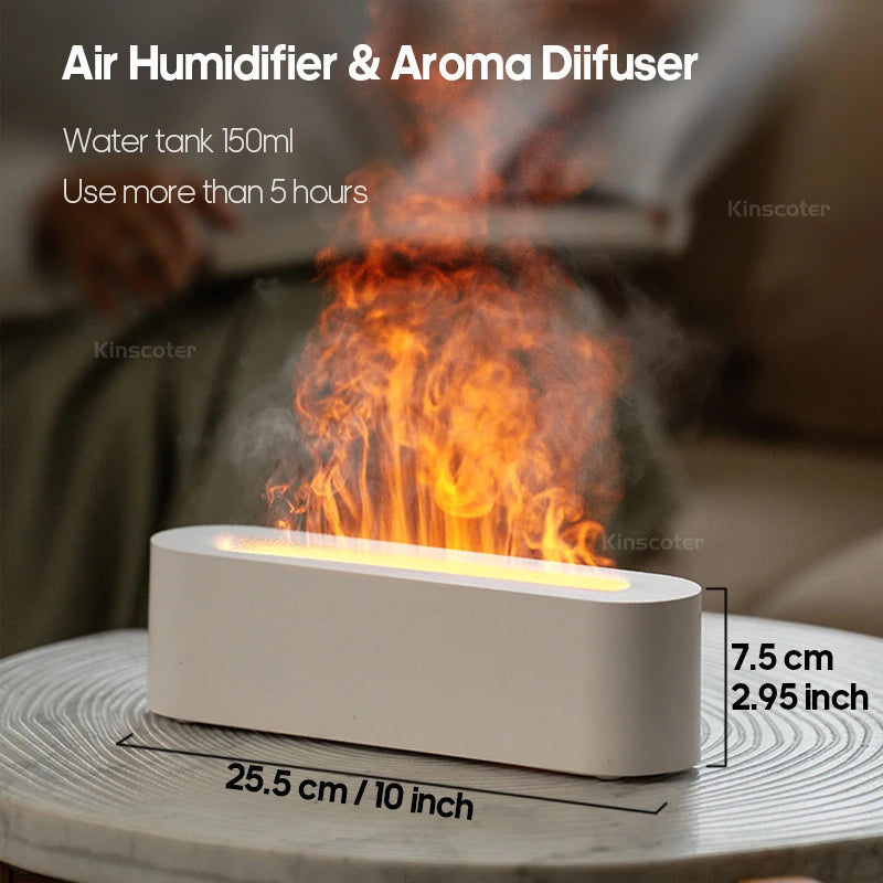 KINSCOTER Flame Aroma Diffuser – Ultrasonic Cool Mist Humidifier with RGB Firelight & Essential Oil Diffuser