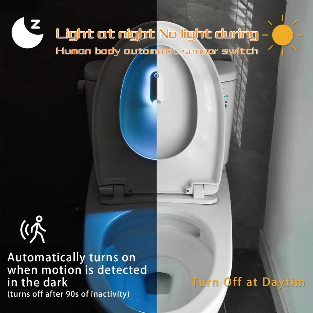 Rechargeable LED Toilet Night Light – Motion Sensor & 7 Color Changing