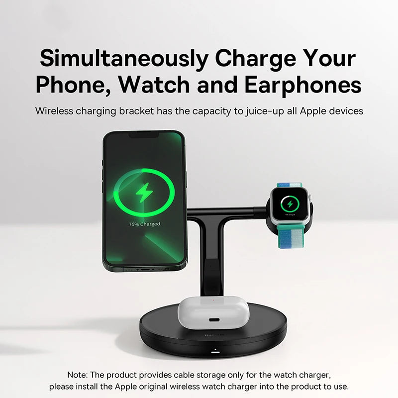 3-in-1 Magnetic Wireless Charging Station – Fast Charge for iPhone, AirPods & Apple Watch